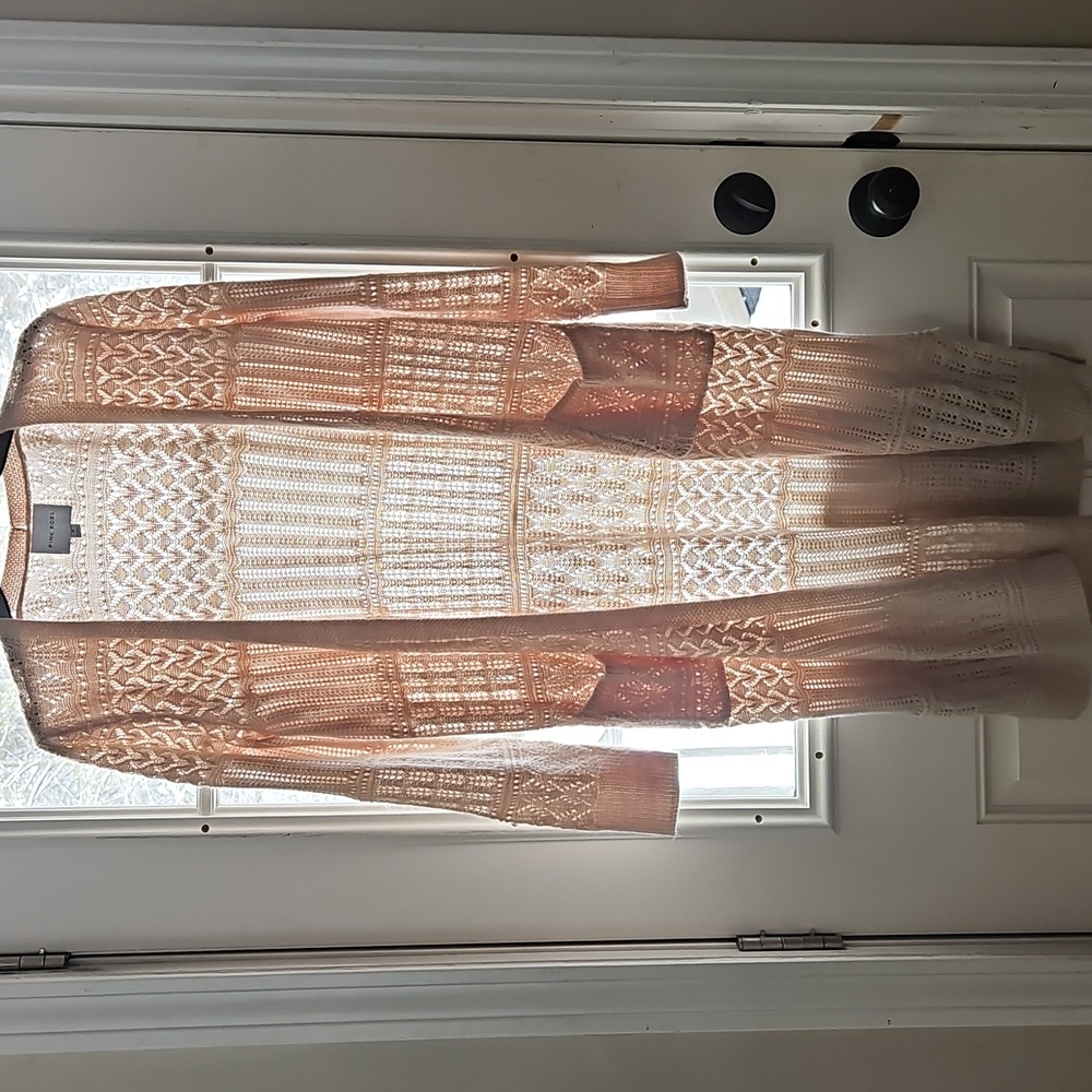 Pink Rose Cream Knit Cardigan